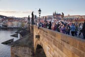 Tourists Walk On The Charles Bridge, Prague, Czech Republic