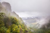 Misty View In The Bohemian Switzerland National Park Ceske Svycarsko Near Mezni Louka, Usti Nad Labe