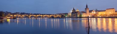 Thumbnail image of view of the Charles Bridge and the Old Town over the River Vlatva from the island Střelecký ostrov, 