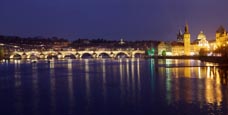 Thumbnail image of view of the Charles Bridge and the Old Town over the River Vlatva from the most Legií bridge, Prague