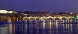 Thumbnail image of view of the Charles Bridge over the River Vlatva from the most Legií bridge, Prague, Czech Republic
