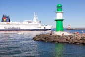 Thumbnail image of Lighthouses with Scandlines ferry, Warnemuende, Mecklenburg Vorpommern, Germany