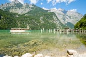 Thumbnail image of A tourist boat approaching the Salet landing stage on the Lake Königssee, Upper Bavaria, Bavaria, Ge