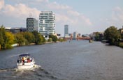 River Spree Between Friedrichshain And Kreuzberg Showing Berlins Gentrification With New Luxury Apar