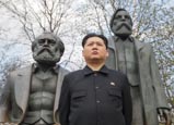  Kim Jong Un Impersonator With Marx And Engels Statue, Berlin