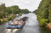 Coal Being Transported By Barge On The Oder Havel Canal, Brandenburg, Germany
