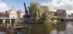 Thumbnail image of Harbour with River Ilmenau and Old Crane, Luneburg, Lower Saxony, Germany