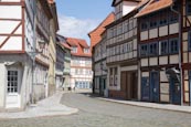 Bakenstrasse, A Typical Street In The Old Town With Renovated Timber Frame Houses, Halberstadt, Saxo