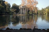 Thumbnail image of Ionic Temple to Aesculapius on lake island in Borghese Gardens, Rome, Italy