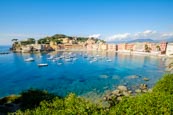 The Bay Of Silence And View Over The Old Town Of Sestri Levante On The Italian Riviera, Liguria, Ita