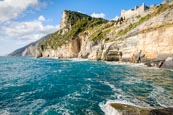 Coastline At Porto Venere With The View Up To The Castle Doria, Porto Venere, Liguria, Italy