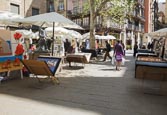 Artists in Placa de Sant Josep Oriol In The Barri Gotic, Barcelona, Catalonia, Spain