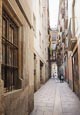 Carrer Dels Tres Llits One Of The Many Narrow Streetsleading Off The Placa Reial In The Barri Gotic,