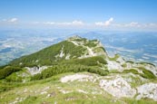 Thumbnail image of View from the Salzburger Hochthron to Geiereck mountain peak, the Hochalm Restaurant and the Salzach