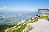 Thumbnail image of Untersbergbahn mountain station with view over the Salzach Valley towards Salzburg, Grödig, Salzburg