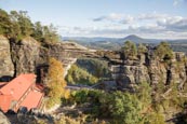Thumbnail image of Pravcicka brana Pravcice Gate natural sandstone arch and view Bohemian Switzerland, Hrensko, Usti na