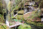 Thumbnail image of Edmund Gorge on the Kamenice River – upper landing stage for boat trips through the gorge, Hrensko, 
