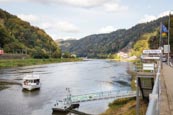 Thumbnail image of River Elbe with public transport ferry, Bohemian Switzerland, Hrensko, Usti nad Labem, Czech Republi