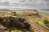 Curbar Edge And View Towards Baslow Edge, Derbyshire, England