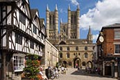 Thumbnail image of Castle Square with Exchequer Gate, Cathedral and tourist office, Lincoln