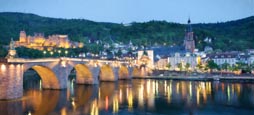 Alte Brucke, Castle And River Neckar, Heidelberg, Baden-Württemberg, Germany