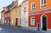 Thumbnail image of colourful old and new houses on Papenstrasse, Stralsund, Mecklenburg Vorpommern, Germany