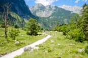 Thumbnail image of Hikers on the footpath between the Königssee and Obersee lakes, Upper Bavaria, Bavaria, Germany, Eur