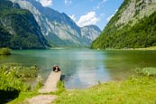 Thumbnail image of Königssee viewed from the top of the lake at Salet, Upper Bavaria, Bavaria, Germany, Europe