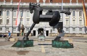 Anscavallo Sculpture By J. Goertz, 1994 With The Ansbach Residenz, Ansbach, Bavaria, Germany