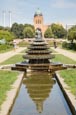 Engelbecken With Indian Fountain Und Michaelkirche, Luisenstadt Canal, Kreuzberg, Berlin, Germany