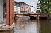 Thumbnail image of Alsterfleet with Heiligengeistbrücke and passageway, Hamburg, Germany