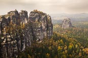 View Of The Schrammstein Rocks In The Elbe Sandstone Mountains, Sachsische Schweiz, Saxony, Germany