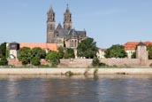 Thumbnail image of River Elbe with the Cathedral and Fürstenwall, Magdeburg, Saxony Anhalt, Germany