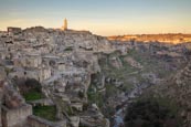 Thumbnail image of view over Matera and Torrente Gravina from Sasso Caveoso, Matera, Basilicata, Italy