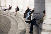 Thumbnail image of St Peters - people relaxing on the Colonnade, Rome, Italy