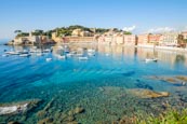 Thumbnail image of The Bay of Silence and view over the old town of Sestri Levante on the Italian Riviera, Liguria, Ita
