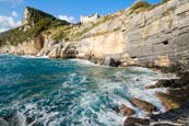 Thumbnail image of Coastline at Porto Venere with the view up to the Castle Doria and the Byron Grotto, Porto Venere, L