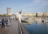 Thumbnail image of Rambla de Mar with view to Mirador de Colom, Barcelona, Catalonia, Spain