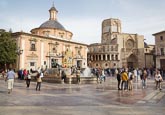 Thumbnail image of Plaza de la Virgen with the Cathedral and The Basilica de Virgen de Los Desamparados, Valencia, Spai
