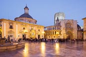 Thumbnail image of Plaza de la Virgen with the Cathedral and The Basilica de Virgen de Los Desamparados, Valencia, Spai