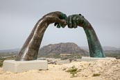 Thumbnail image of Pelota sculpture, two hands with ball, Xativa, Valencia, Spain